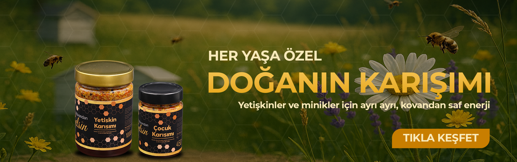Kovandan Gelsin’in propolis, arı sütü ve bal karışımlarından oluşan doğal karışımlar koleksiyonu; katkısız, bitkisel ve bağışıklık sistemini destekleyen ürünler