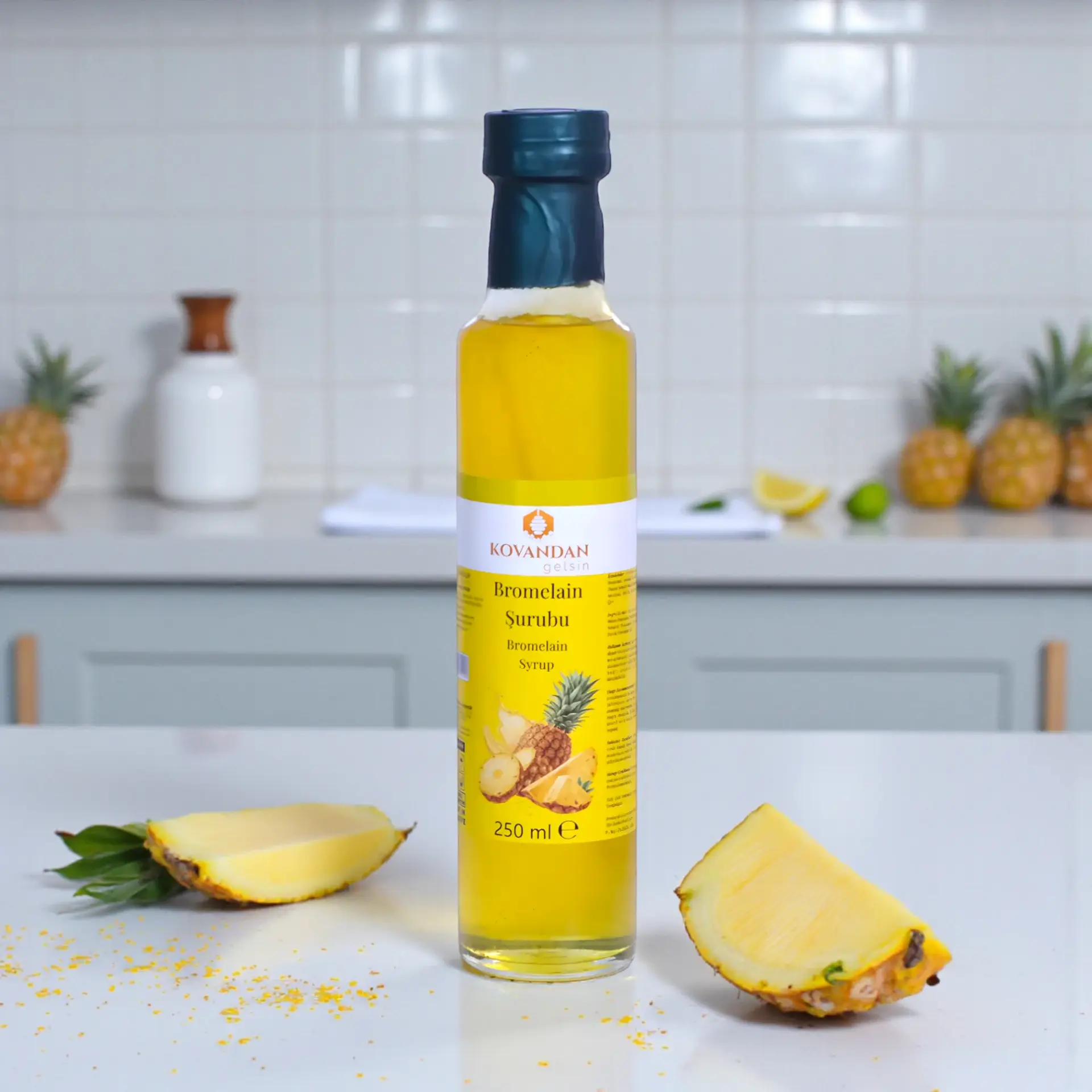 ovandan Gelsin Bromelain Şurubu 250ML - Doğal Ödem Atıcı ve Ananas Enzimi Şişesi