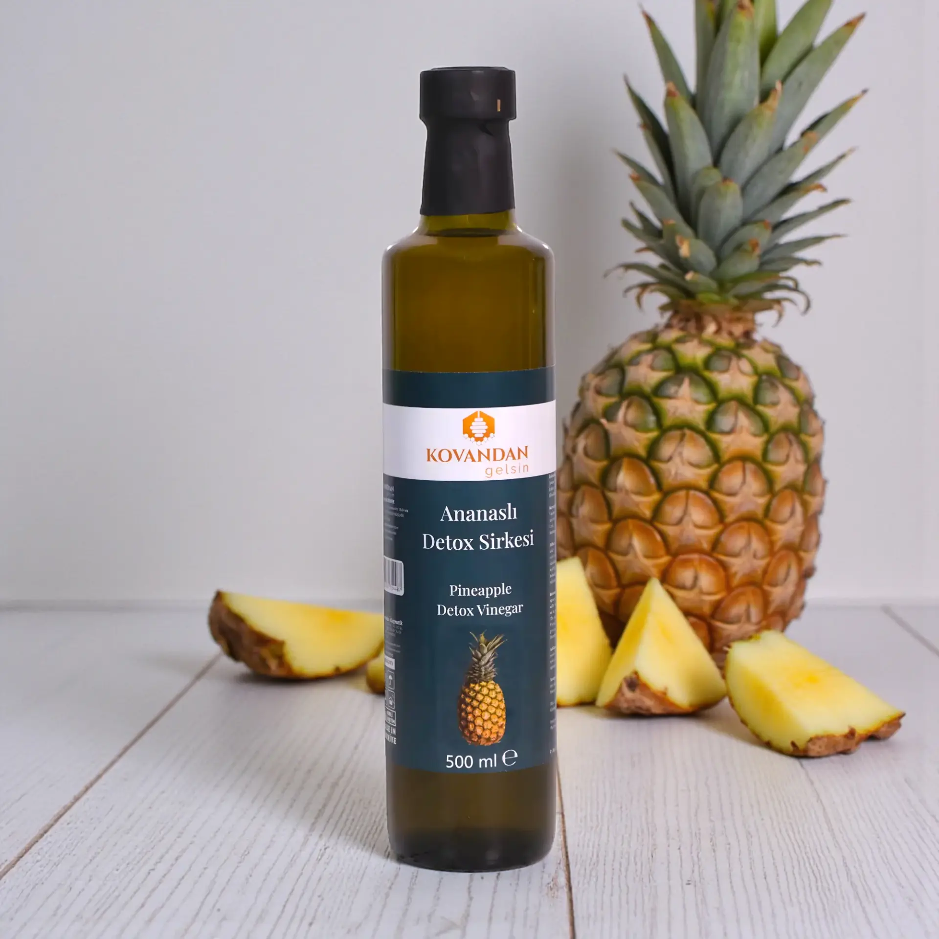 ovandan Gelsin Ananaslı Detoks Sirkesi 500ML - Ödem Atıcı Canlı Ananas Sirkesi Şişesi