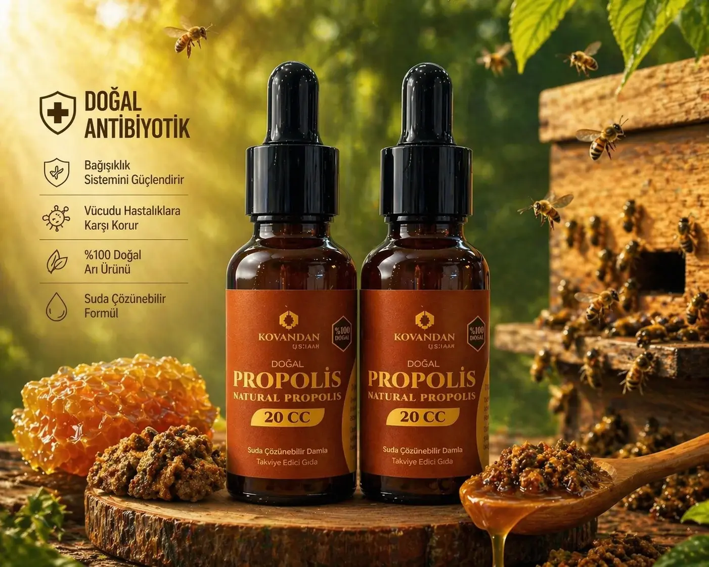 Kovandan Gelsin Doğal Alkolsüz Propolis Damlası 