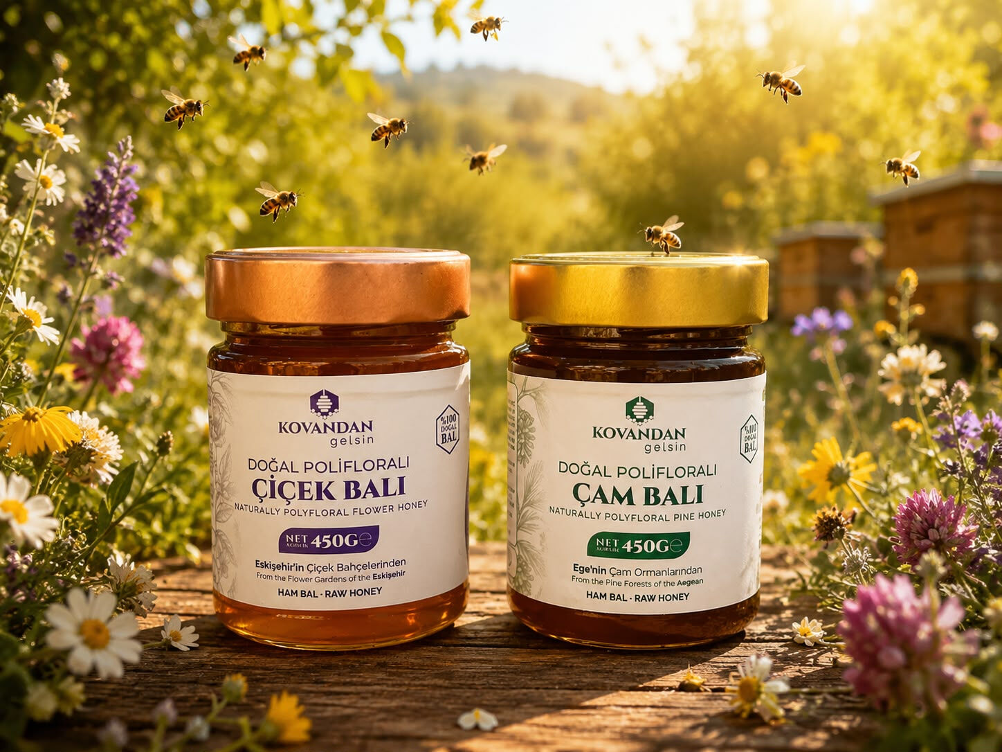 Kovandan Gelsin Lansmana Özel İkili Tanışma Paketi 450 g Çiçek ve Çam Balı